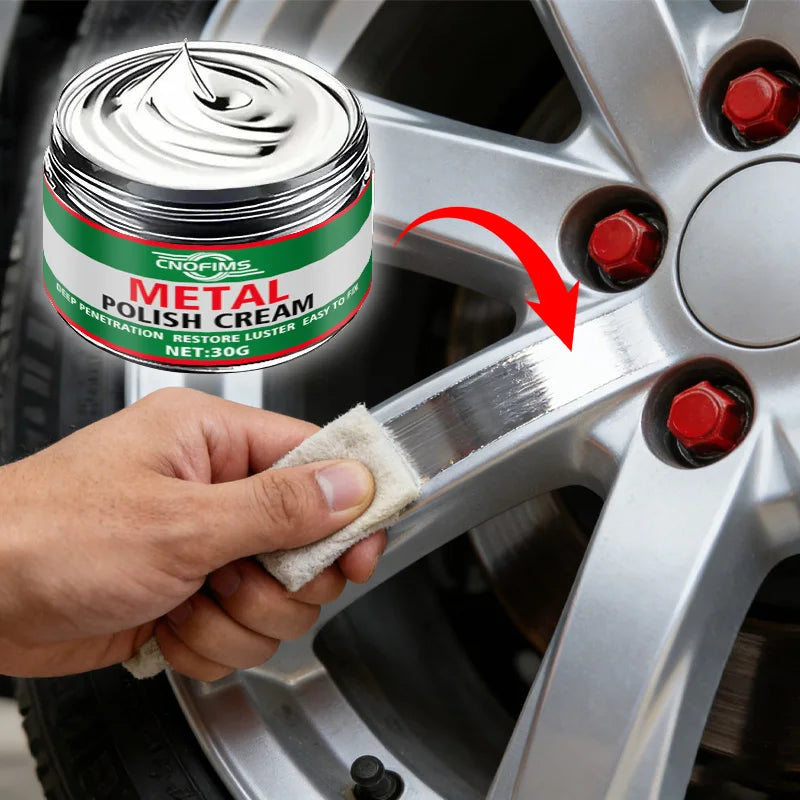Heavy-Duty Metal Polish & Restoration Cream – Lemon-Scented Shine for Car, Motorcycle, Kitchen & Bath