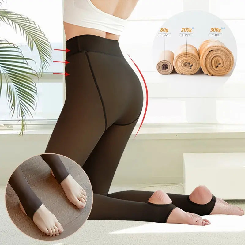 Women's Fleece Tights - Fake Translucent Thermal Pantyhose - photo 15