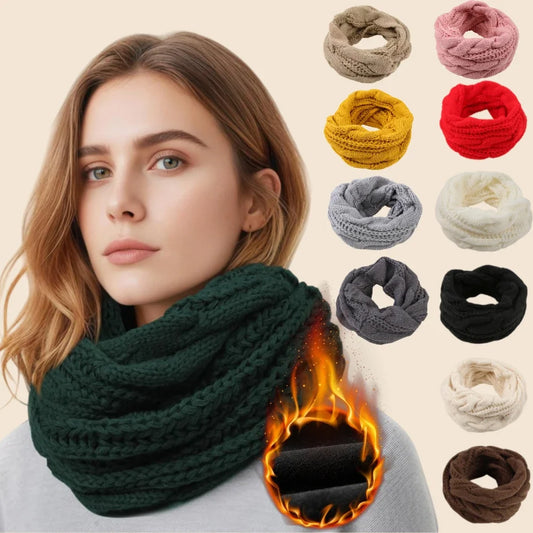 Women's Color Block Knit Loop Scarf - Circle Infinity Winter Scarf