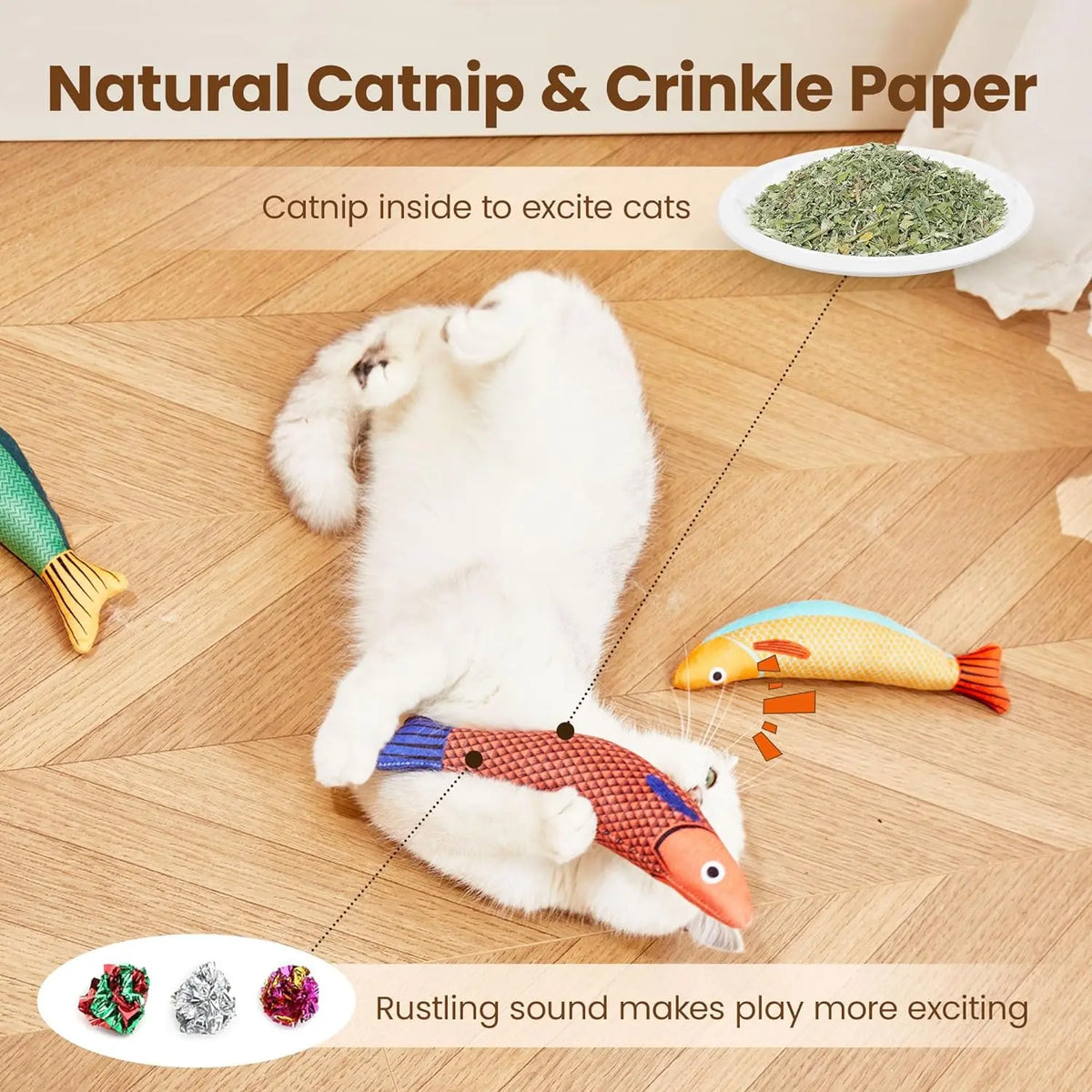 Fish Shaped Catnip Cat Toy - Soft Plush Chew & Kick Toy – photo 4