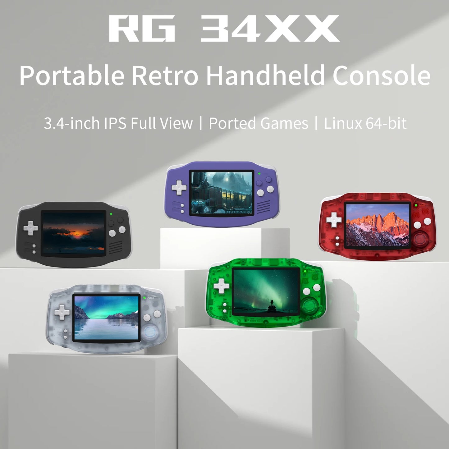 Anbernic RG34XX 64Bit Retro Handheld Game Player 3.4-inch IPS Screen HD-Support TV Portable Game Console 3500mAh streaming Gift