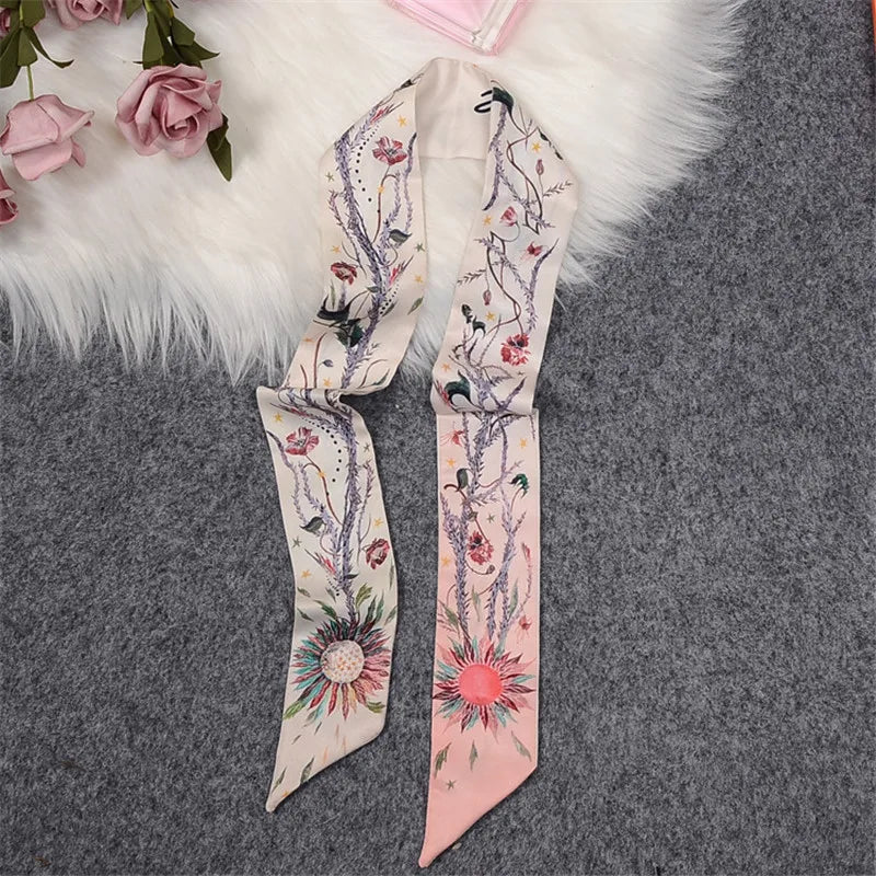 Tarot Constellation Silk Scarf for Women - Skinny Twill Neckerchief