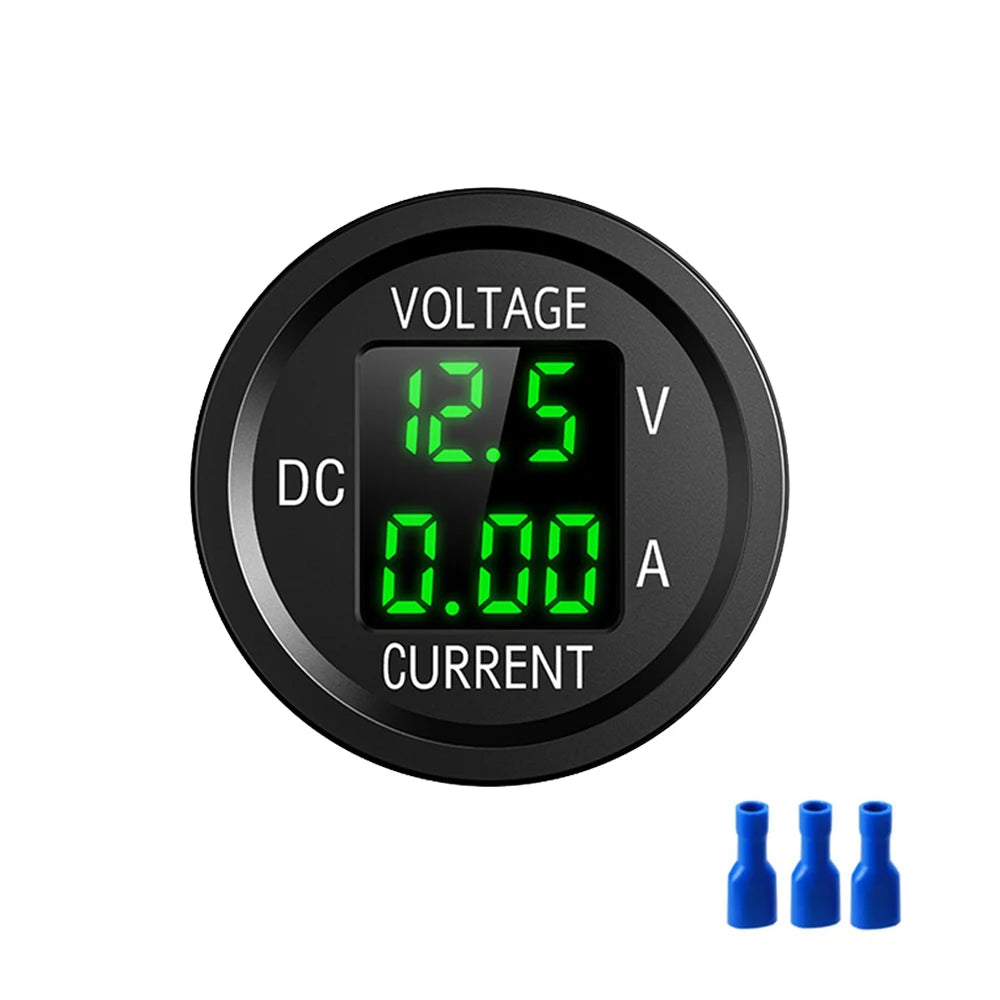 DC 5-48V Car Motorcycle Voltmeter Ammeter Mini Digital Waterproof LED Panel Tester Display Round Volt Meter Gauge For 12V Truck