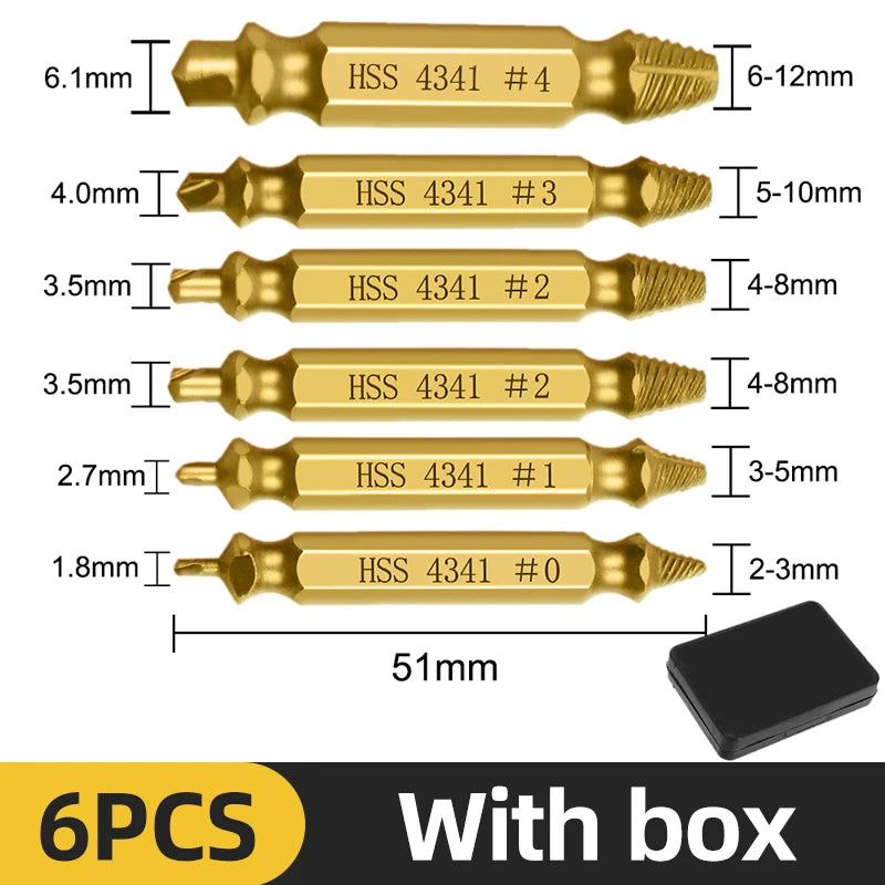 TOOLEYE Damaged Screw Extractor Set Center Drill Bit Set Woodworking Tools Broken Bolt Extractor Bolts Screws Remover Extractor