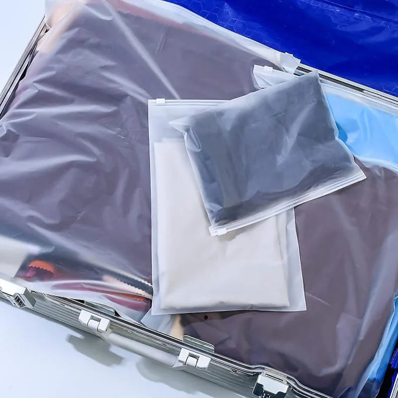 10PCS Travel Frosted Ziplock Bag PE Storage Bag Plastic Zipper EVA Translucent Bag Ziplock Bag Waterproof Packaging Bag