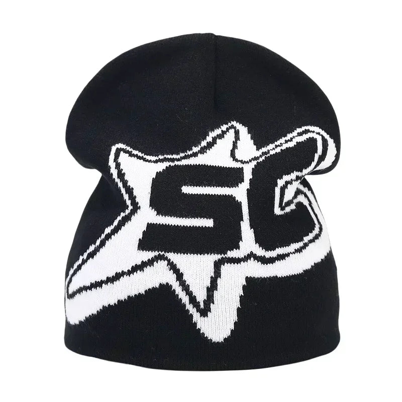 Y2K Letter Knit Beanie, Warm Ski Hat