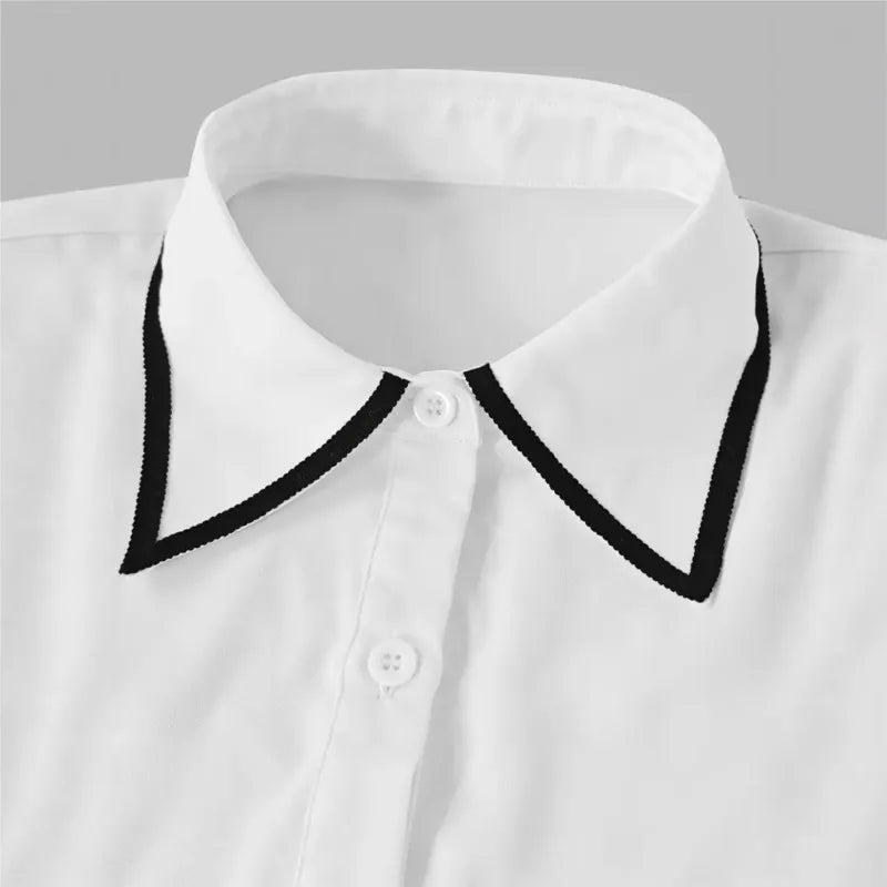 Women's Bow Tie Office Blouse - Long Sleeve Contrast Trim Shirt - photo 6