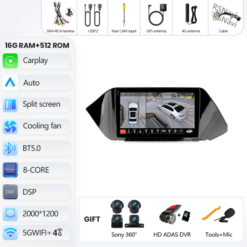 Android 16 Car Radio Multimedia Player For Hyundai Sonata DN8 2019 2020 Carplay Auto WIFI+4G BT Autoradio Stereo DSP Snapdragon