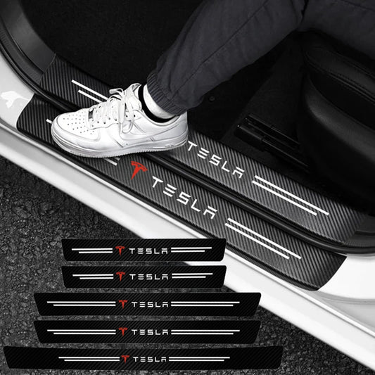 Carbon Fiber Car Door Sill Protector Sticker – Tesla Model 3, Y, S, X, Cybertruck & Roadster
