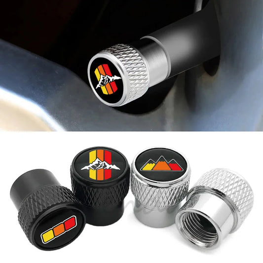 Toyota TRD Tire Valve Stem Caps - Tri-Color Emblem Set