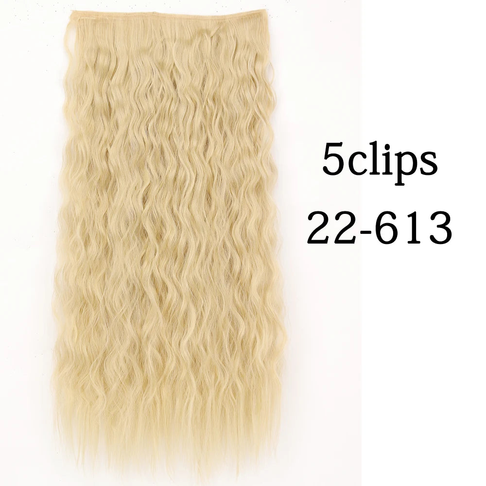 Synthetic 5 Clip In Hair Extensions Long Curly Hairstyle Hairpiece Natural Brown Black 80cm Heat Resistant  Fake Hair For Women