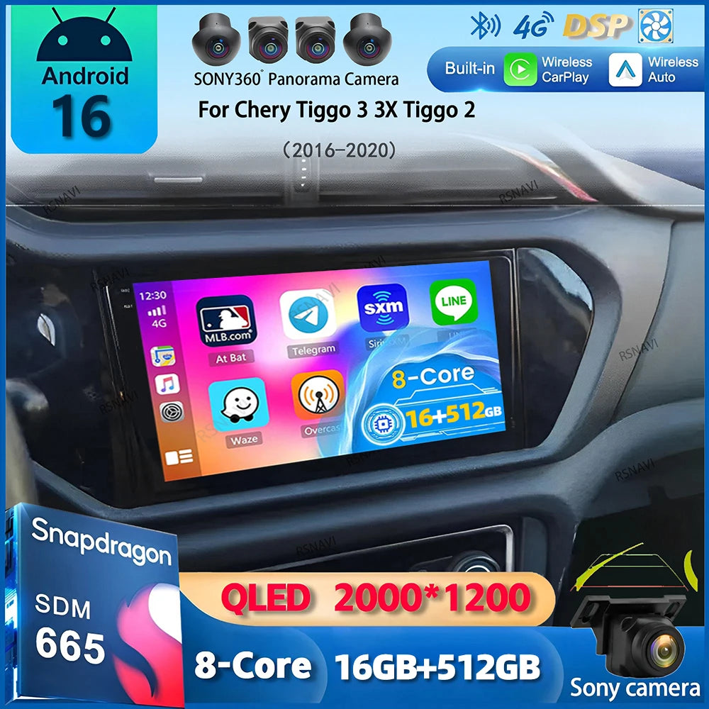 Car Stereo with Apple CarPlay & Android Auto, Compatible with Chery Tiggo 3 3X & Tiggo 2 (2016-2020)