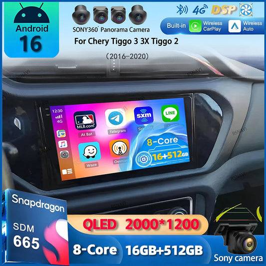 Car Stereo with Apple CarPlay & Android Auto, Compatible with Chery Tiggo 3 3X & Tiggo 2 (2016-2020)