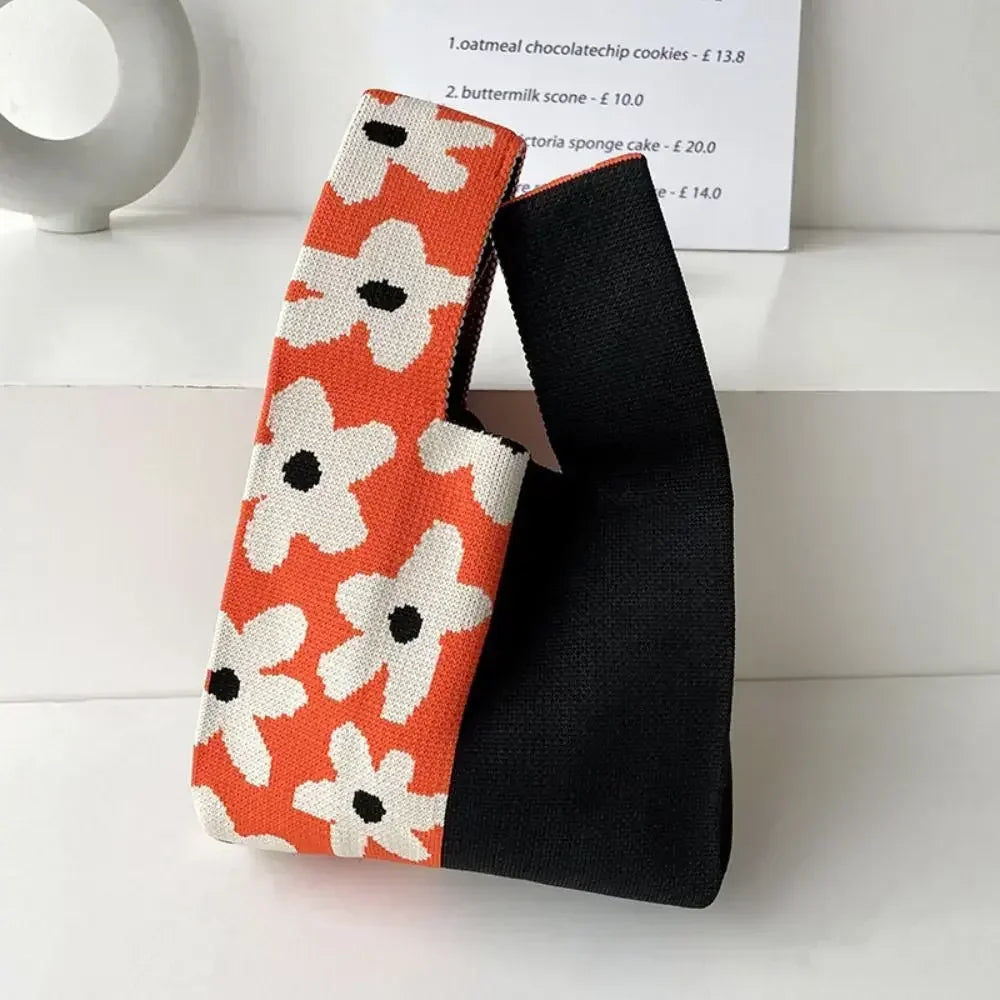 Cat Knit Handbag Fashion Knit Handmade Shopping Bags High-capacity Knot Wrist Bag Girls