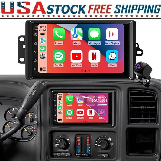7" Android Car Stereo with CarPlay & Android Auto — Chevrolet Silverado, Tahoe, Suburban & GMC (2003–2006)