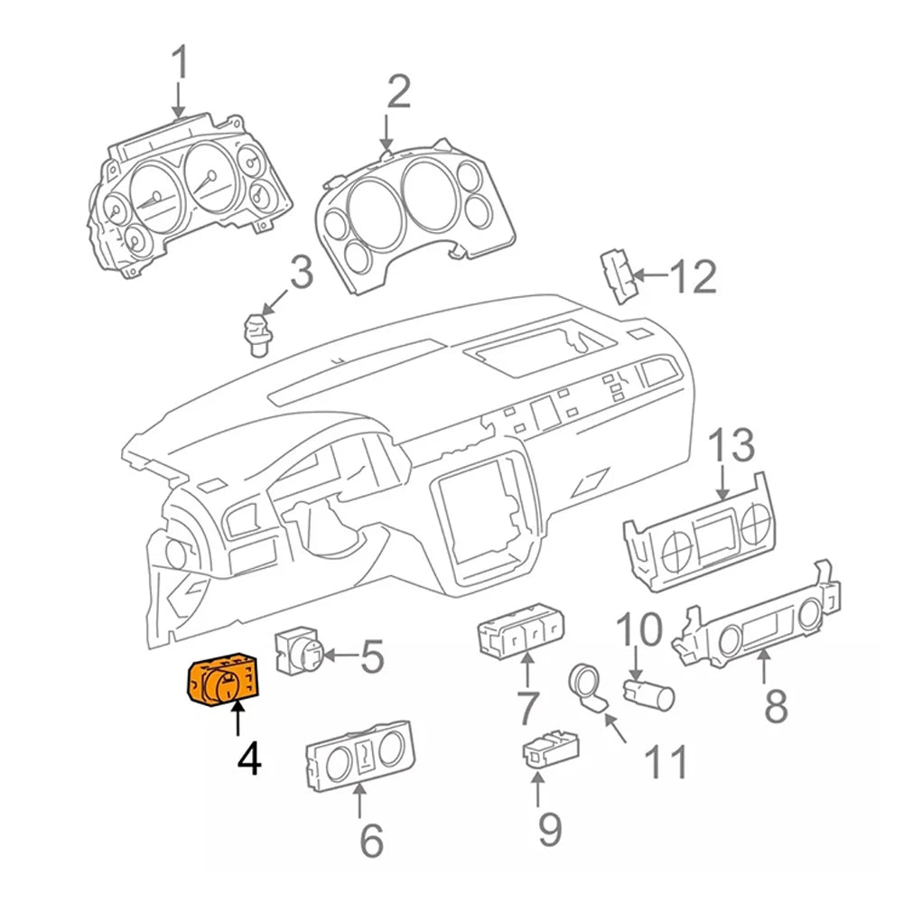 Headlight & Fog Light Control Switch — Chevrolet Avalanche, Silverado, Suburban, Tahoe & GMC Sierra/Yukon (2007–2013)