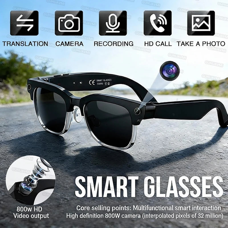GUHUAVMI W630 AI Smart Glasses – 800MP Dual Camera, 4K Video, BT 5.3, AI ChatGPT, Voice Translation & Blue Light Blocking