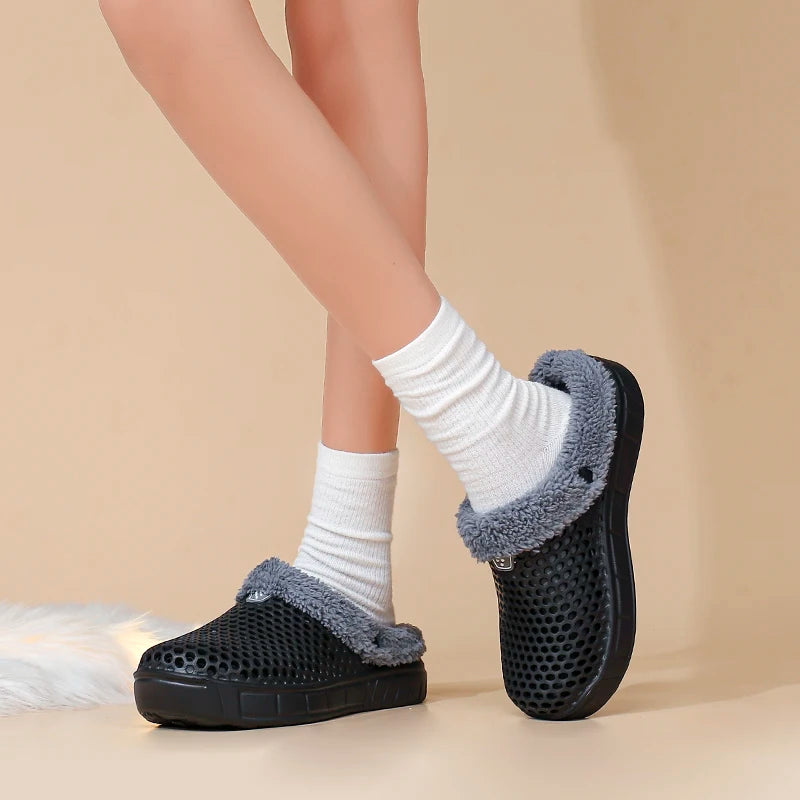 Unisex Fuzzy Mule Slippers - Fur Lined Non-Slip House Shoes - photo 4