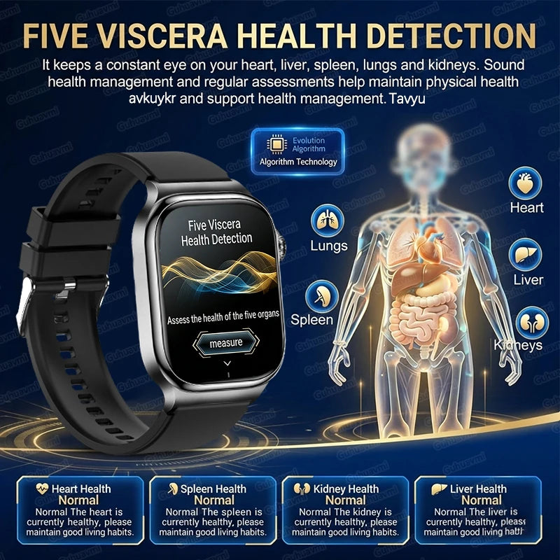 2026 Five-Organ Health Smart Watch – Body Fat, Uric Acid, ECG, Blood Pressure & Bluetooth Call | Men & Women
