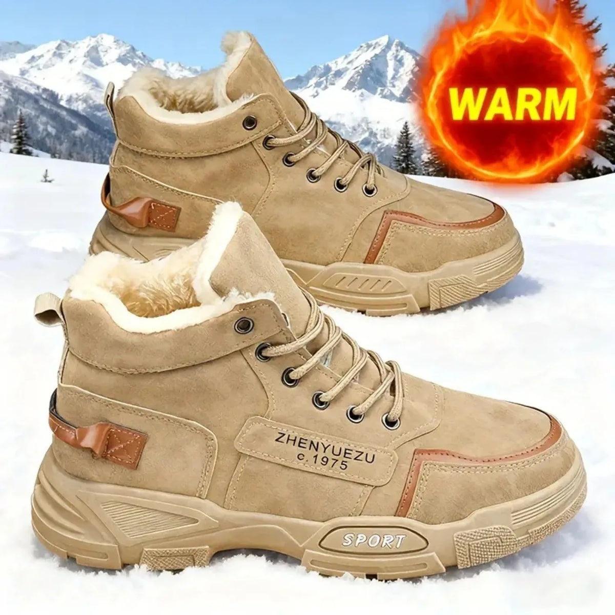 Men's Snow Boots, Fleece-Lined for Warmth, Wear-Resistant and Non-Slip, Lightweight and Breathable, Soft and Comfortable,