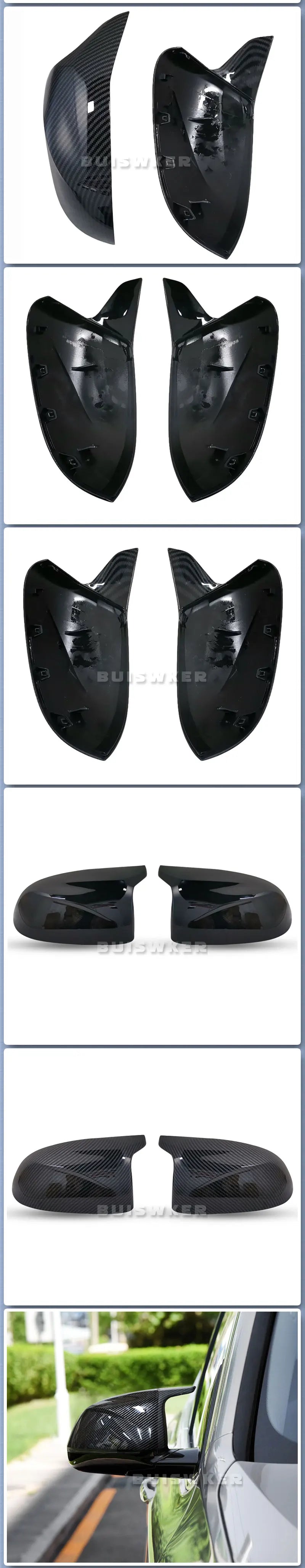 2Pcs Glossy Black carbon pattern Rear Side View Mirror Covers Shell Replacement For BMW X3 G01 ix3 X4 G02 X5 G05 X6 G06 X7 G07