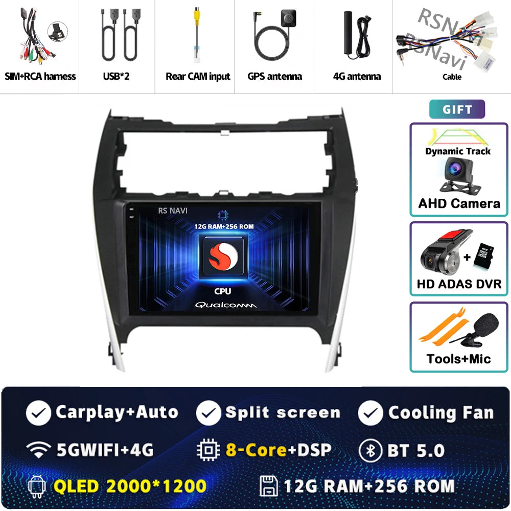 Android 16 For Toyota Camry US 2012 - 2014 2K QLED Android Car Radio Multimedia Video Player GPS Stereo CarPlay 4G Head Unit