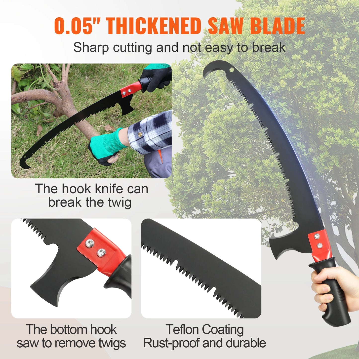 SucceBuy Manual Pole Saw – Extendable Tree Pruner with Sharp Steel Blade & Lightweight Aluminum Handle