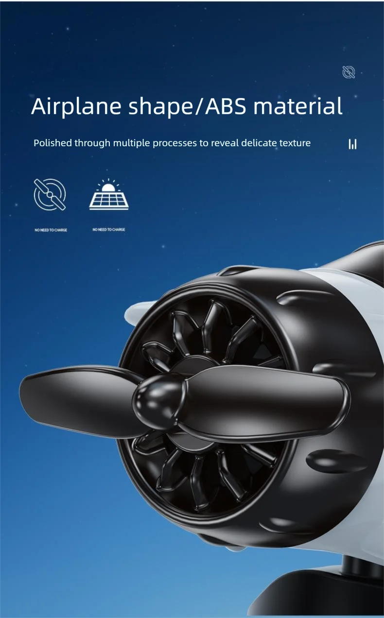 Car Ornament Solar Airplane Ornaments 360 Rotary Car Center Console Powered Aircraft Ornaments Car Interior Decor Accessories