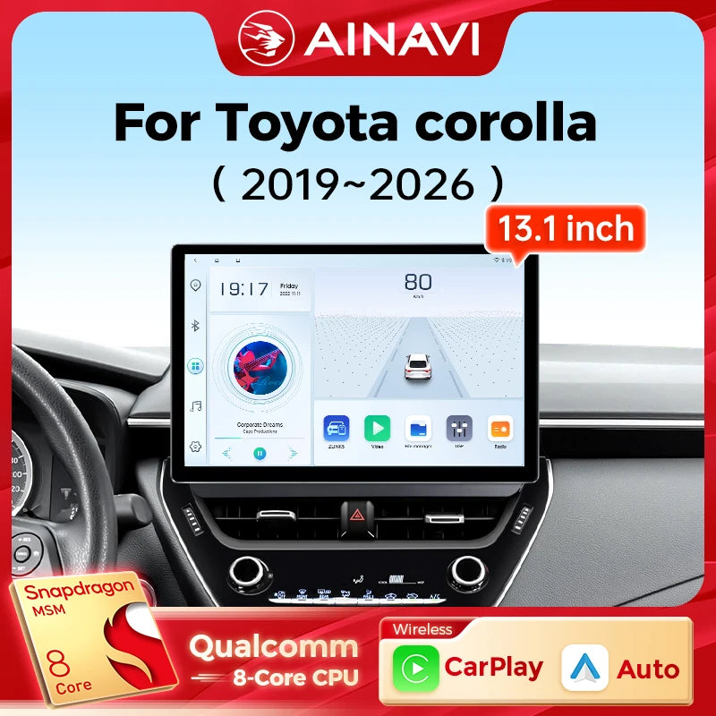 13.1" Car Stereo with Apple CarPlay & Android Auto, Compatible with Toyota Corolla E210 (2019-2025)