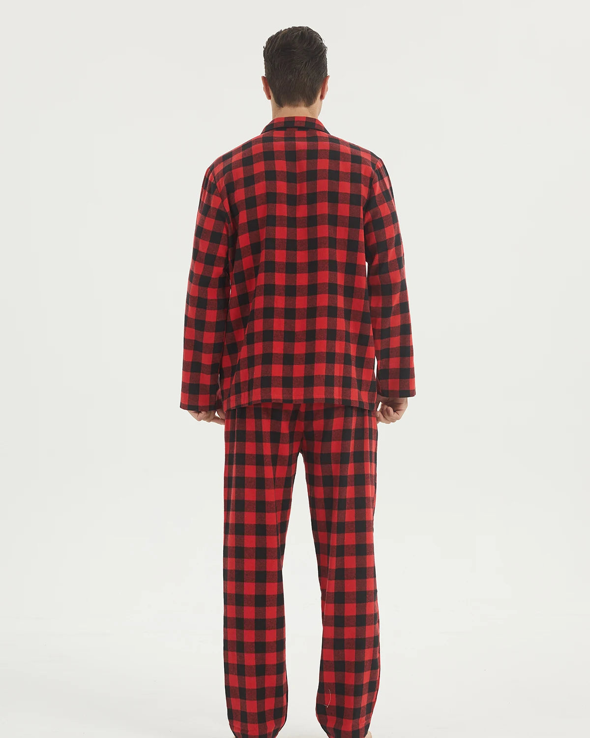Men's Flannel Plaid Pajama Set - Button Shirt & Pants with Pockets - photo 2