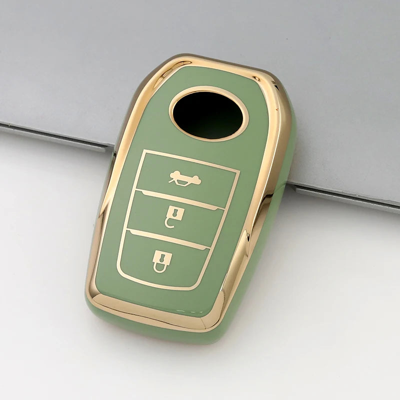 TPU Gold Edge Key Case Cover for Toyota Chr Rav4 Auris Avensis Prius Aygo Camry Corolla Land Cruiser 200 Prado Crown Shell Fob