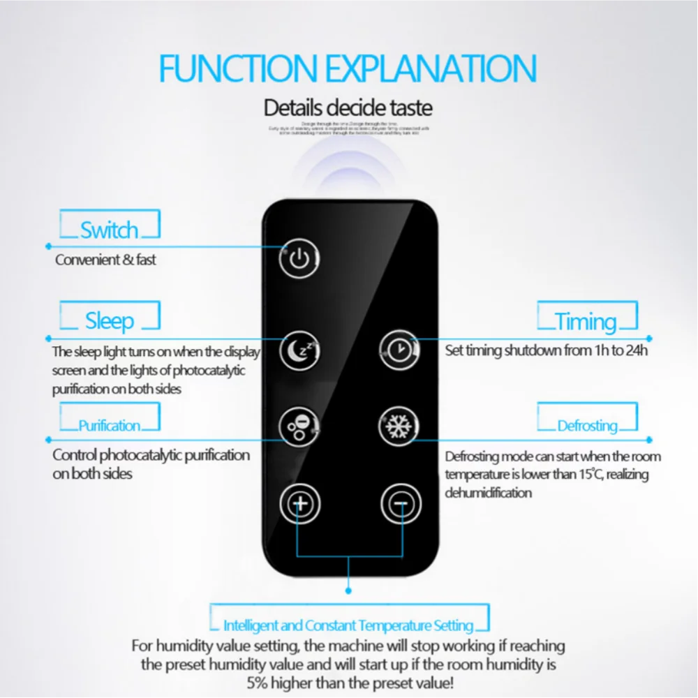 Dehumidifier Moisture Absorber Household Mute Bedroom Basement Remote Control Timing