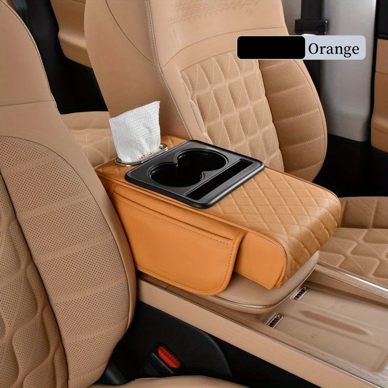 Car Center Console Cover, Leather Armrest Cover for Car, Universal Middle Console Cushion