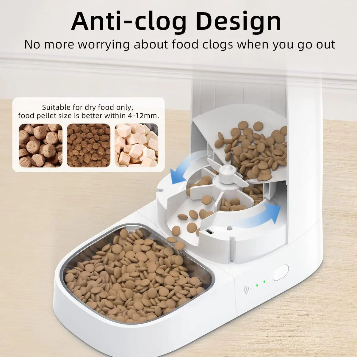 ROJECO Smart WiFi Automatic Cat Feeder – 4L Remote Control Kibble Dispenser for Cats & Dogs | Single & Dual Bowl