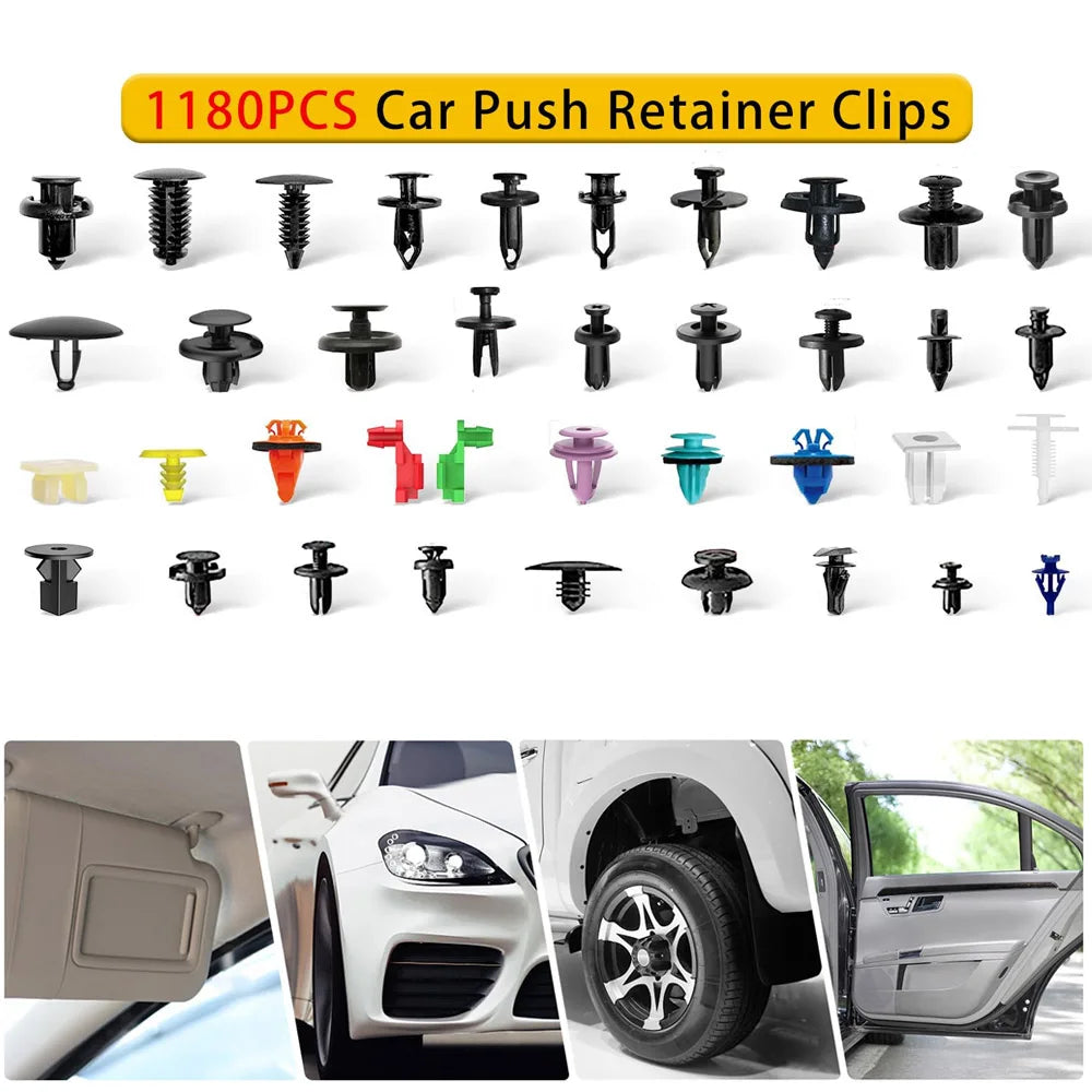 Car Push Retainer Clips & Auto Fasteners Assortment - Bumper Fender Rivets with 10Cable Ties Fasteners Remover for Toyota Honda