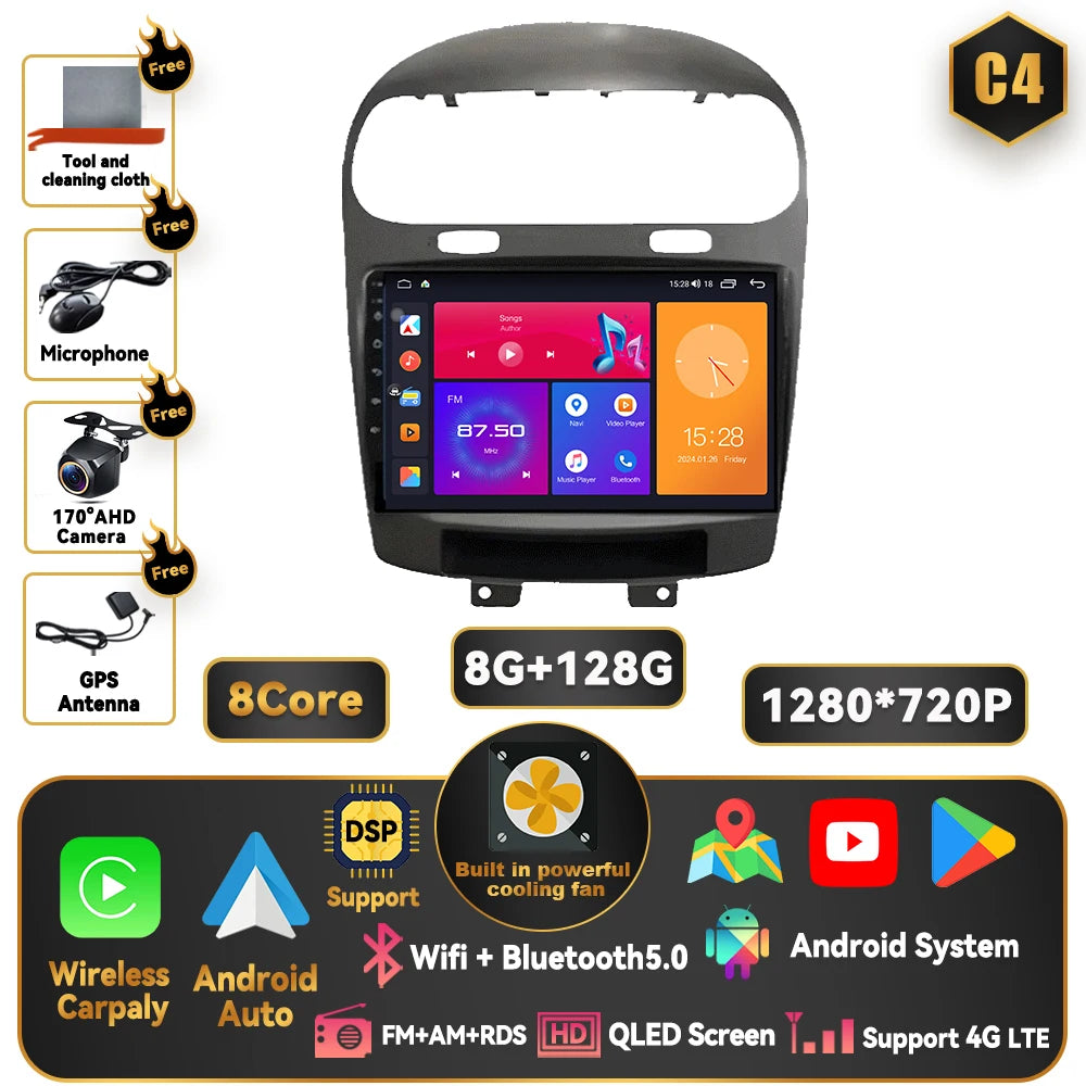 Car Stereo with Apple CarPlay & Android Auto, Compatible with Dodge Journey JC (2011-2020)