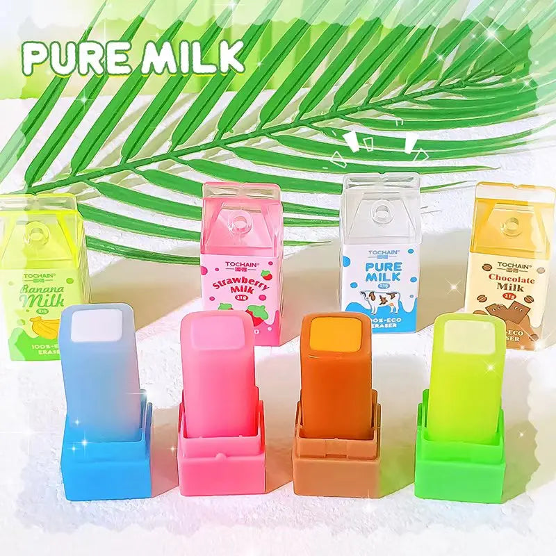 cute Aesthetic stationery back to school supplies stationery Kawaii  Erasers milk rubber teacher supplies school stuff equipment
