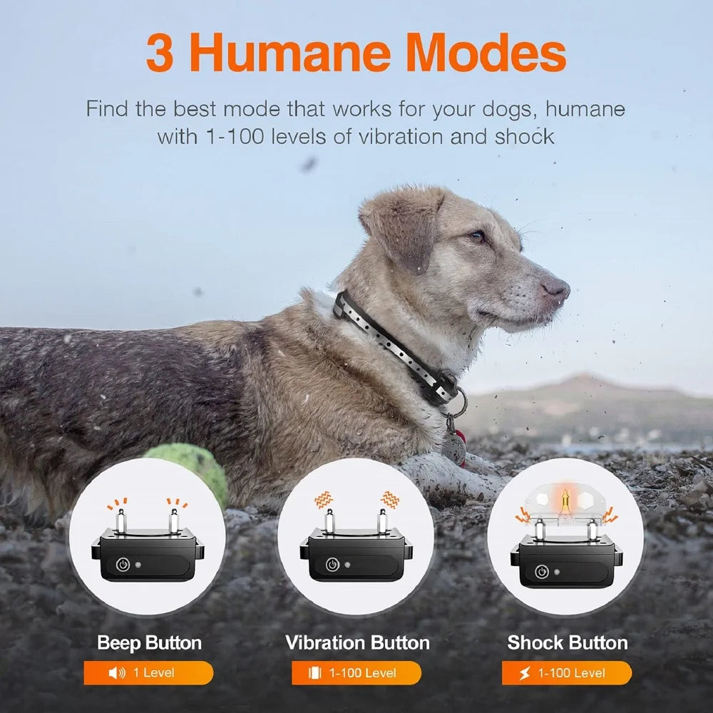 1000M Waterproof Rechargeable Dog Training Collar – Remote & Auto Bark Control | Universal Fit (7 Colors)