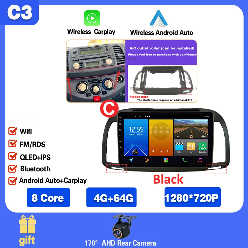 Android 15 For Nissan March Micra K12 2002 -2010 Car Radio Stereo Multimedia WIFI Wireless Carplay Android Auto Navigation 4G BT