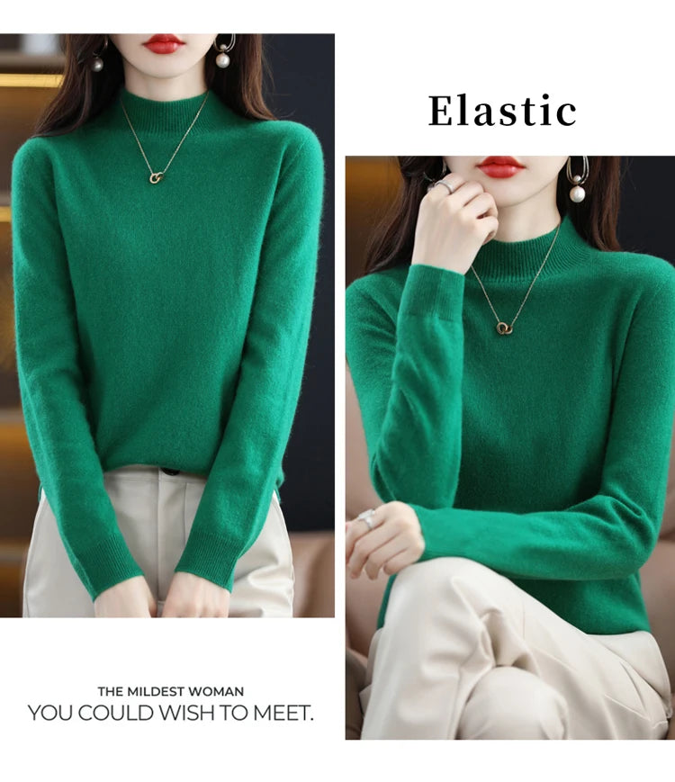 Women's Merino Wool Mock Neck Sweater