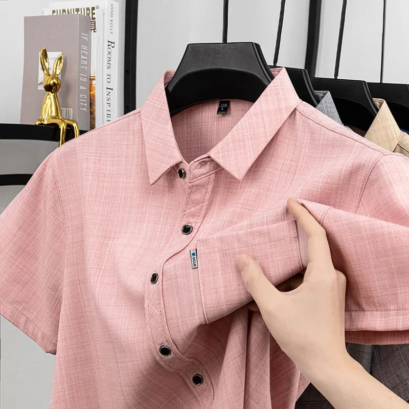 Men's Casual Short-Sleeve Shirt - Soft Wrinkle-Resistant, Travel