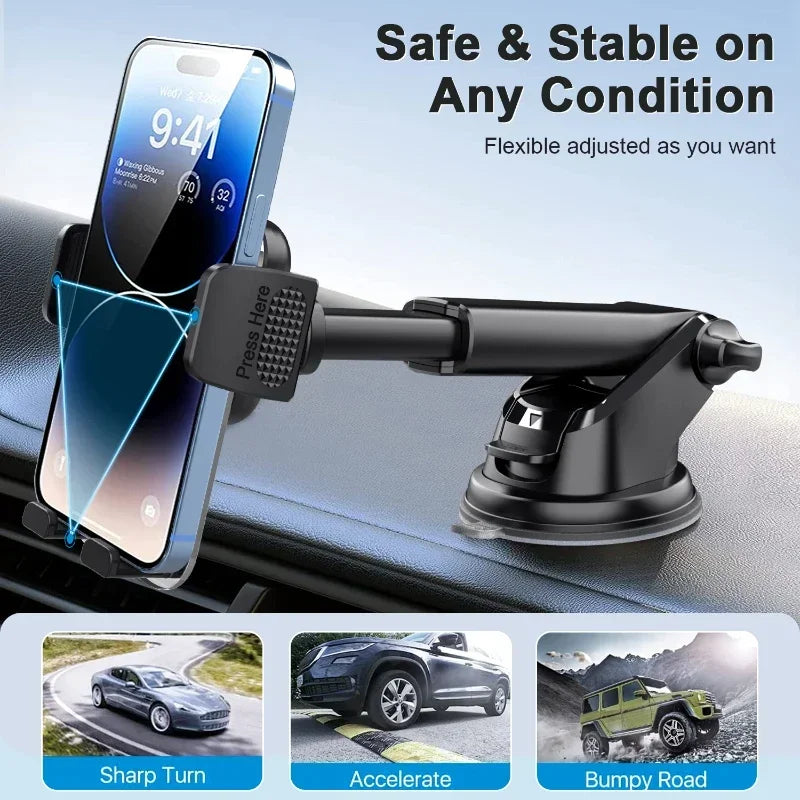 Car Cell Phone Holder Cellphone Mount for Dashboard Windshield Auto Dash Mobile iPhone Stand Support Clip Fit 4.7-7" Smartphone
