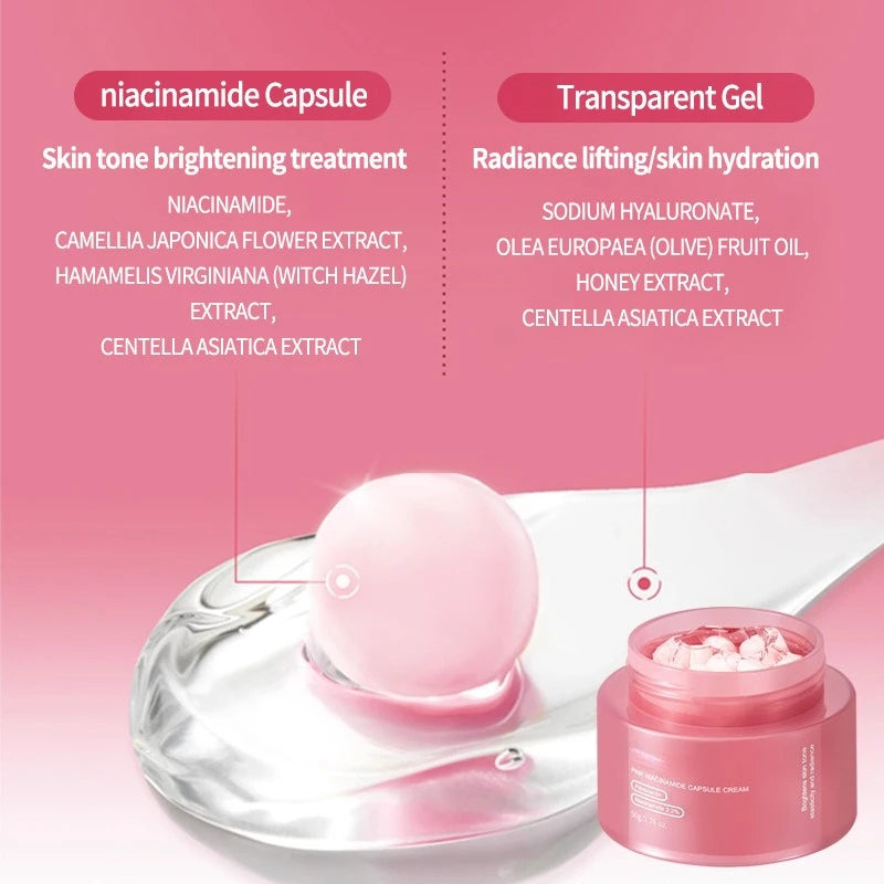 Korean Pink Collagen PDRN Capsule Cream – Niacinamide Face Moisturizer for Even Skin Tone | Lightweight Non-Greasy