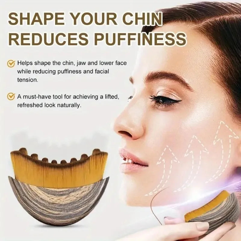 Portable Dry Facial Brush Soft Bristles Contoured Lymphatic Massage Tool Face Sculpting Device Home Spa Gentle Exfoliation Brush