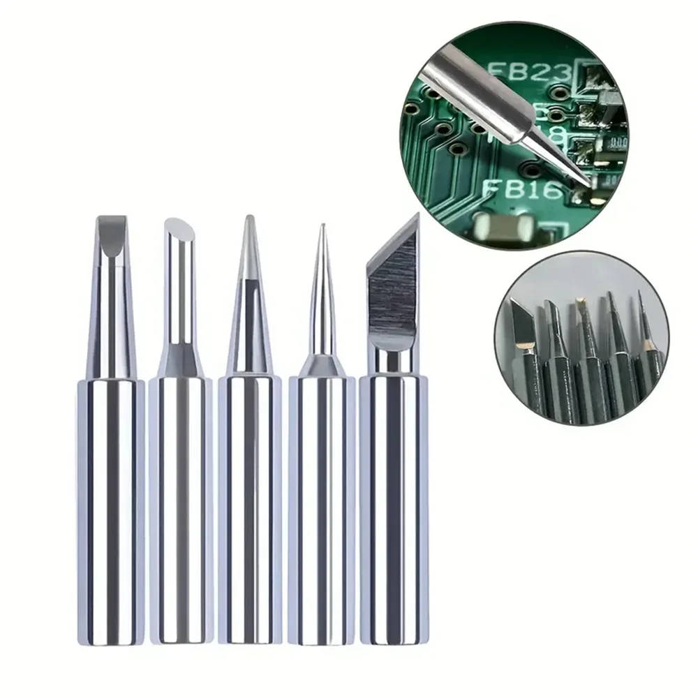 5pcs 900M Soldering Iron Tips Set, Copper Core Electric Soldering Bits for 936 Soldering Station