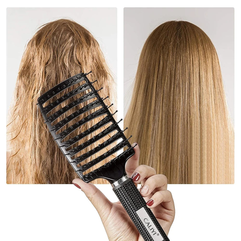 Hair Comb Brush Professional Curved Vented Brush for Faster Blow Drying Paddle Detangling Brush for Wet Dry Curly Straight Hair