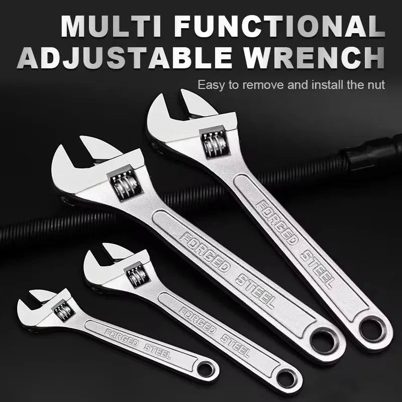 Openin Long Handle Universal Spanner  Adjustable Wrench Large Clamp Steel Mechanical Workshop Hand Repair Tools 6/8/10/12 inchs