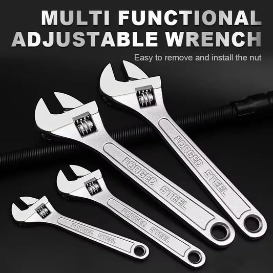 Openin Long Handle Universal Spanner  Adjustable Wrench Large Clamp Steel Mechanical Workshop Hand Repair Tools 6/8/10/12 inchs