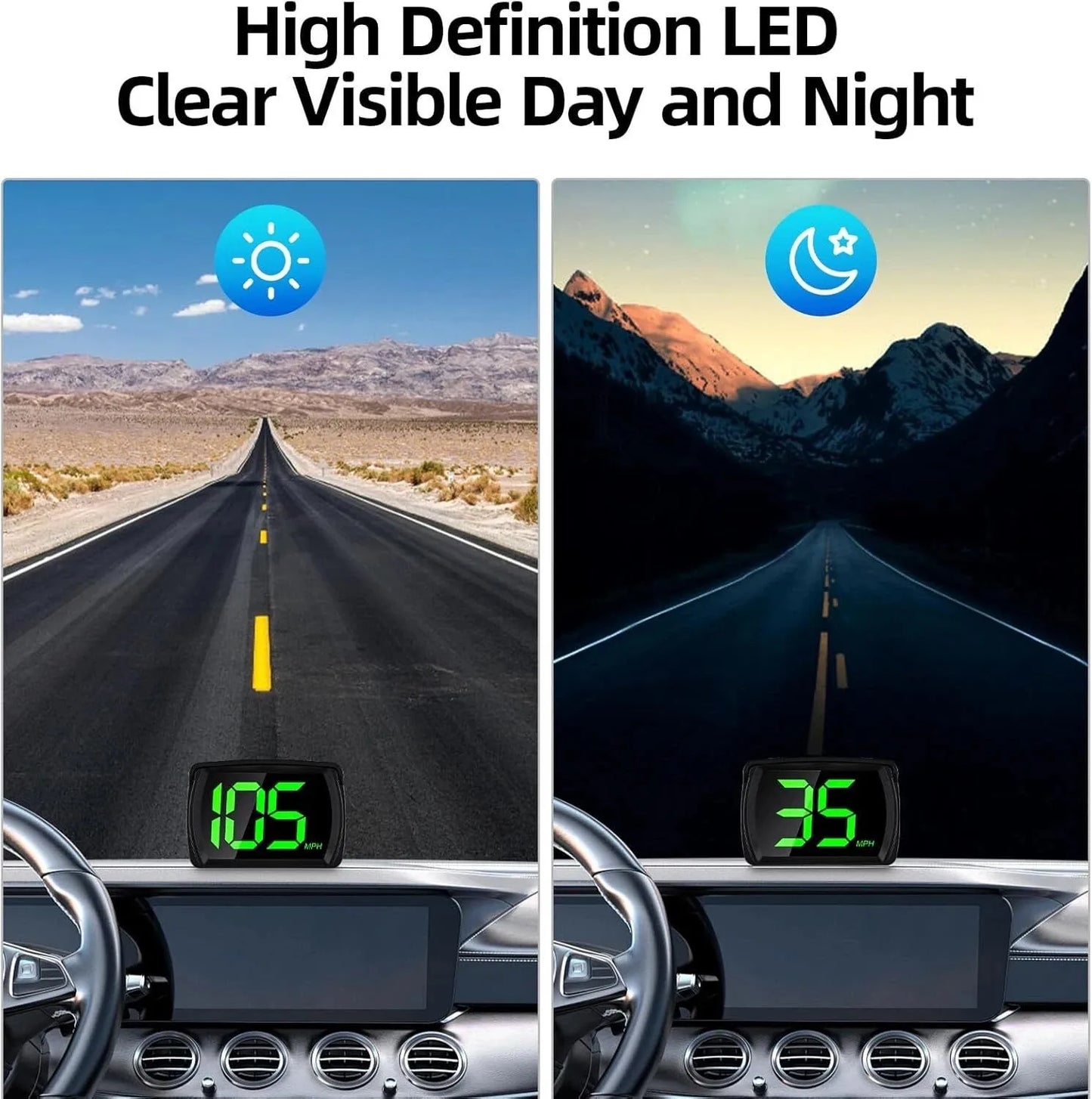 New Universal Car Head Up HUD Display GPS Digital Speedometer Dual Chips KMH MPH Reminder Meter HD LCD Display Plug Play