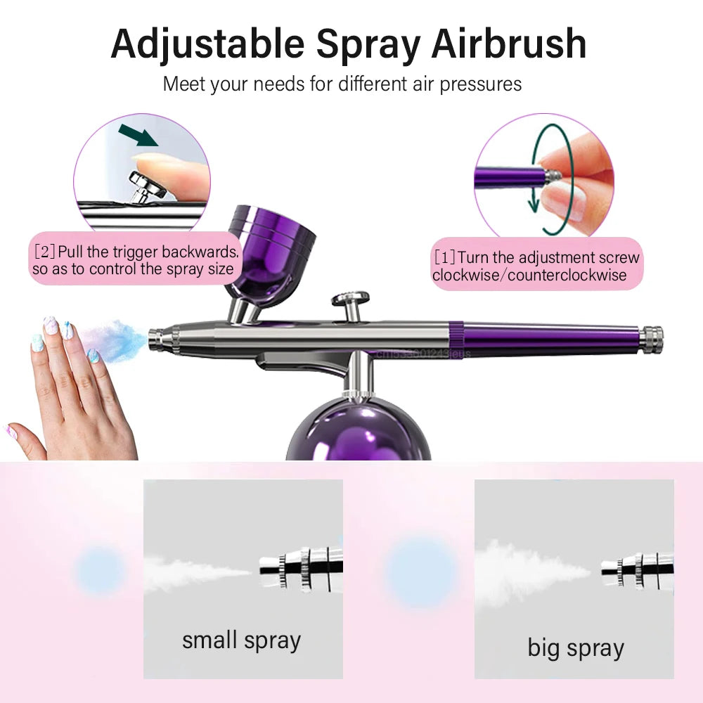 Portable Airbrush Nail With Compressor Airbrush Rechargeable Wireless Handheld Spary Gun for Nails Art Painting Craft
